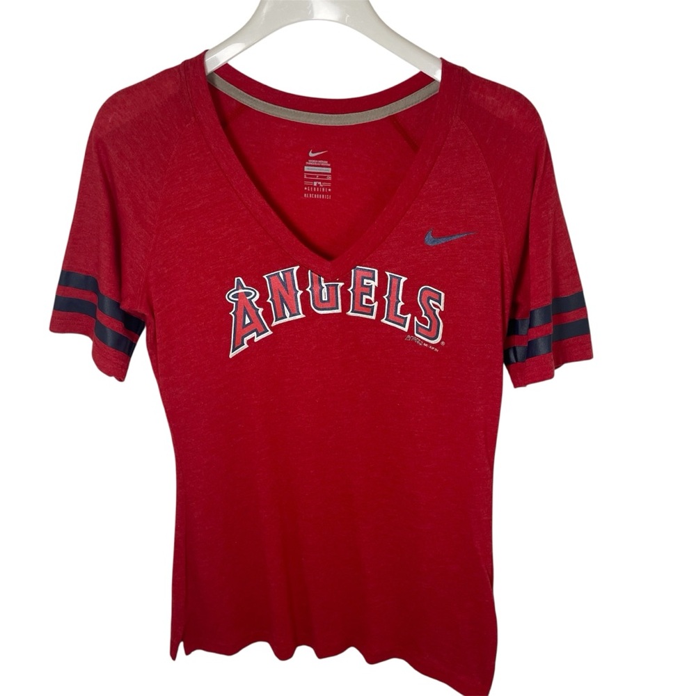 Angels Baseball Nike Red Graphic V-Neck T-shirt, S